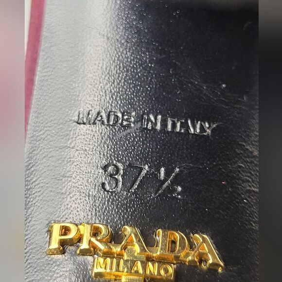 Prada Burgundy Plum Cut Out Womens Size 7 Suede Strapy Slingback Platform Heel - Picture 6 of 10